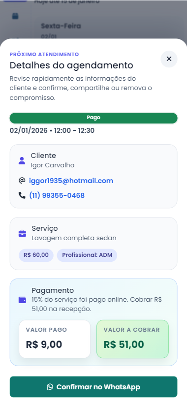 Imagem da release Receba pagamentos no agendamento online